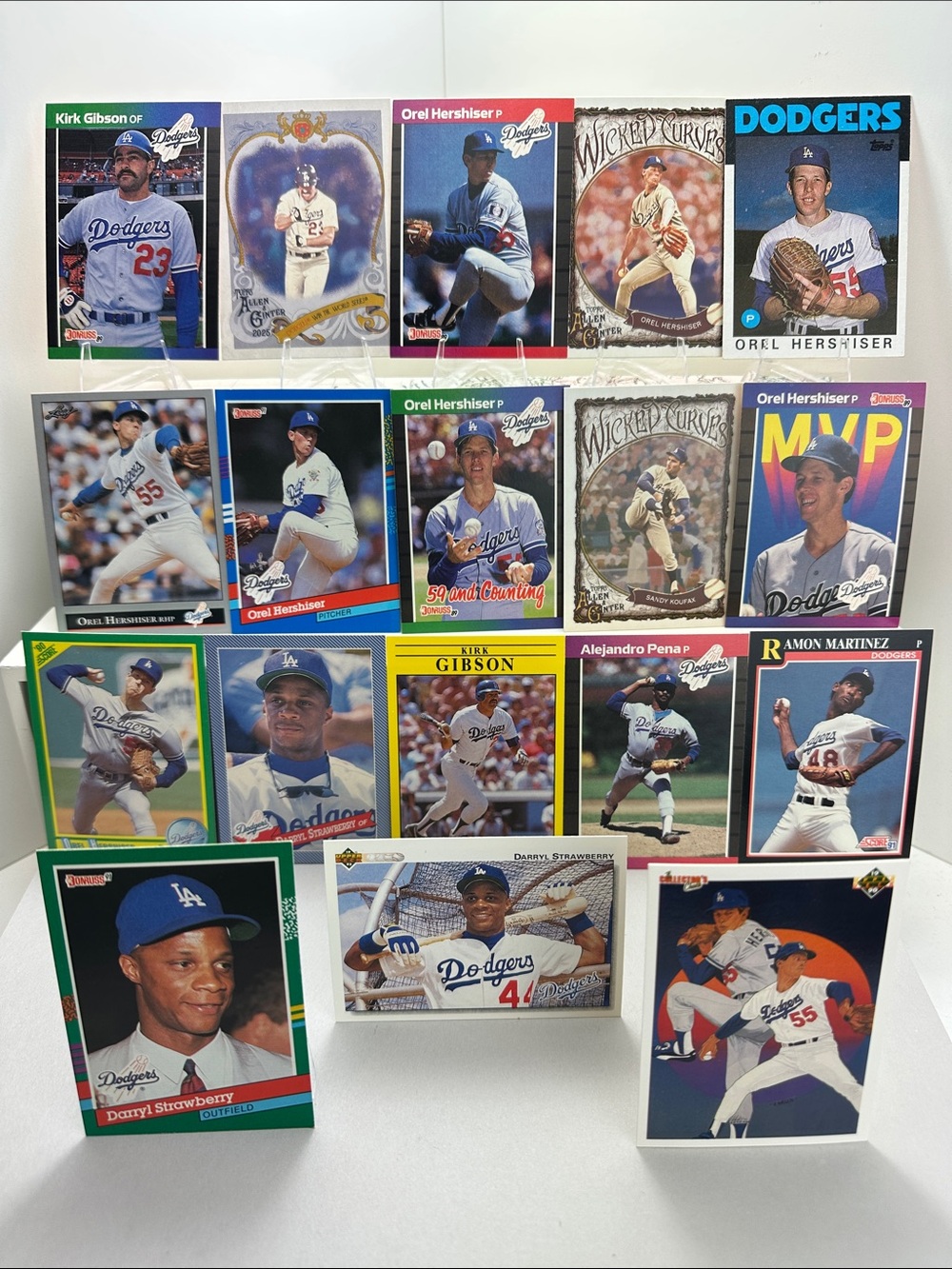 Orel Hershiser Dodgers vintage lot of 18 w/ Darryl Strawberry/Kirk Gibson